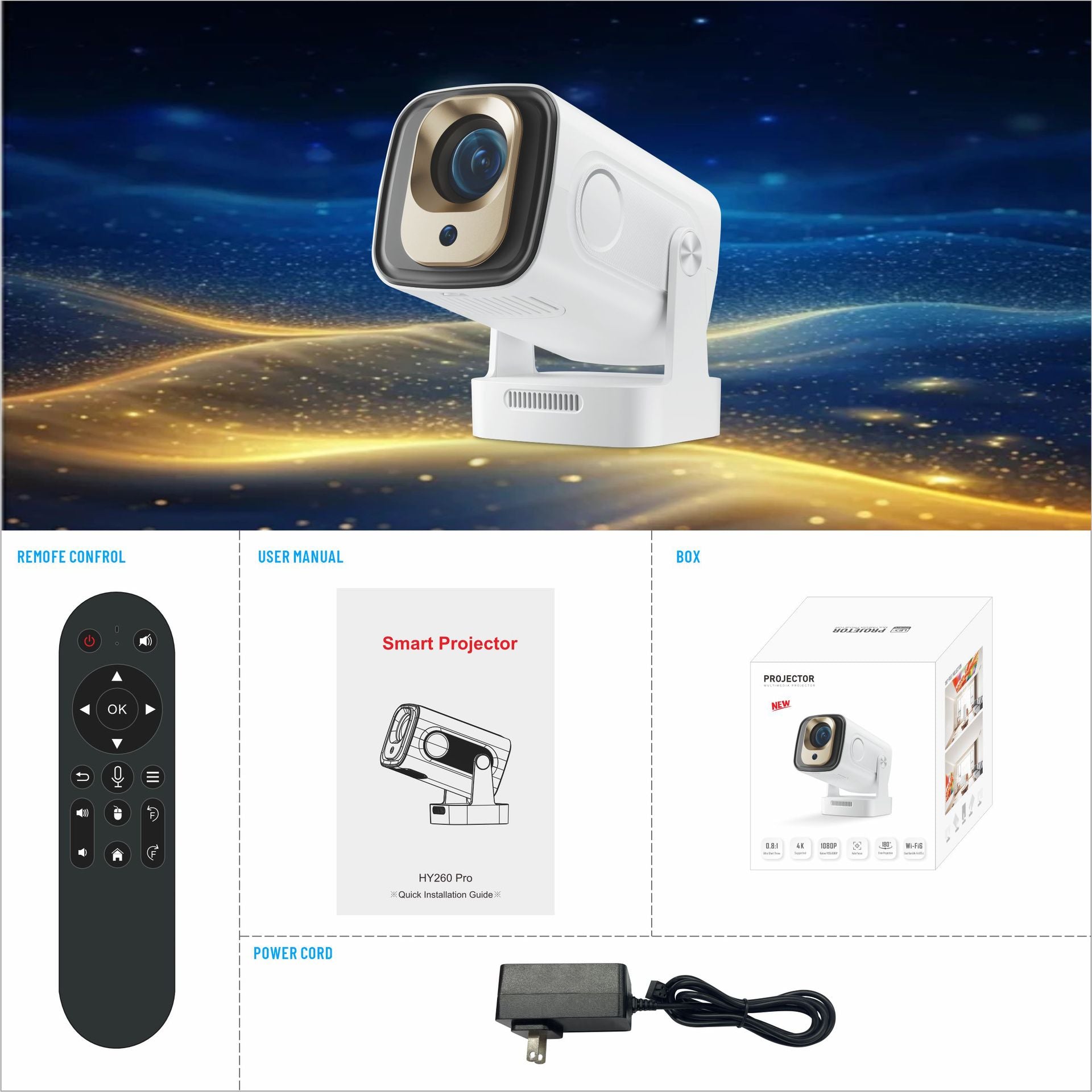 Auto Focus WIFI6 HD Home Projector