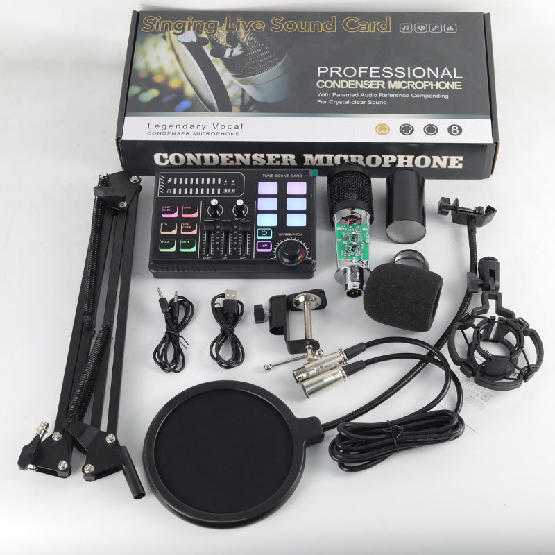48v Large Shock Film English Sound Card Mobile Live Streaming Anchor Full Set Of Equipment