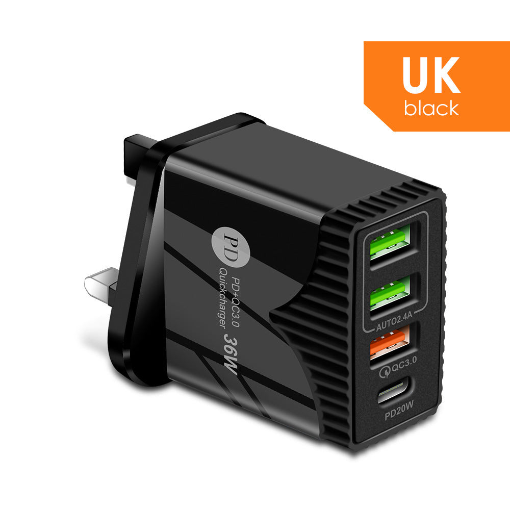 PD36W Fast Charge Charger 5V62A European And American British Standard Charging Plug QC30 Fast Charge Adapter Cross-border Products