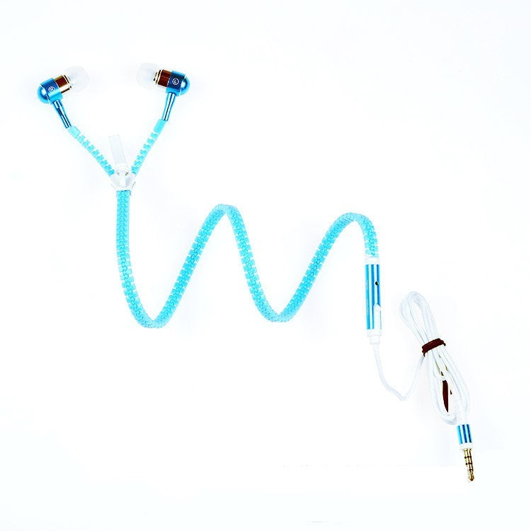 Luminous Metal Zipper Headphones With Microphone
