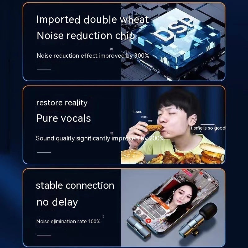 Microphone K8K9 Neckline Clip Live Radio Intelligent Noise Reduction