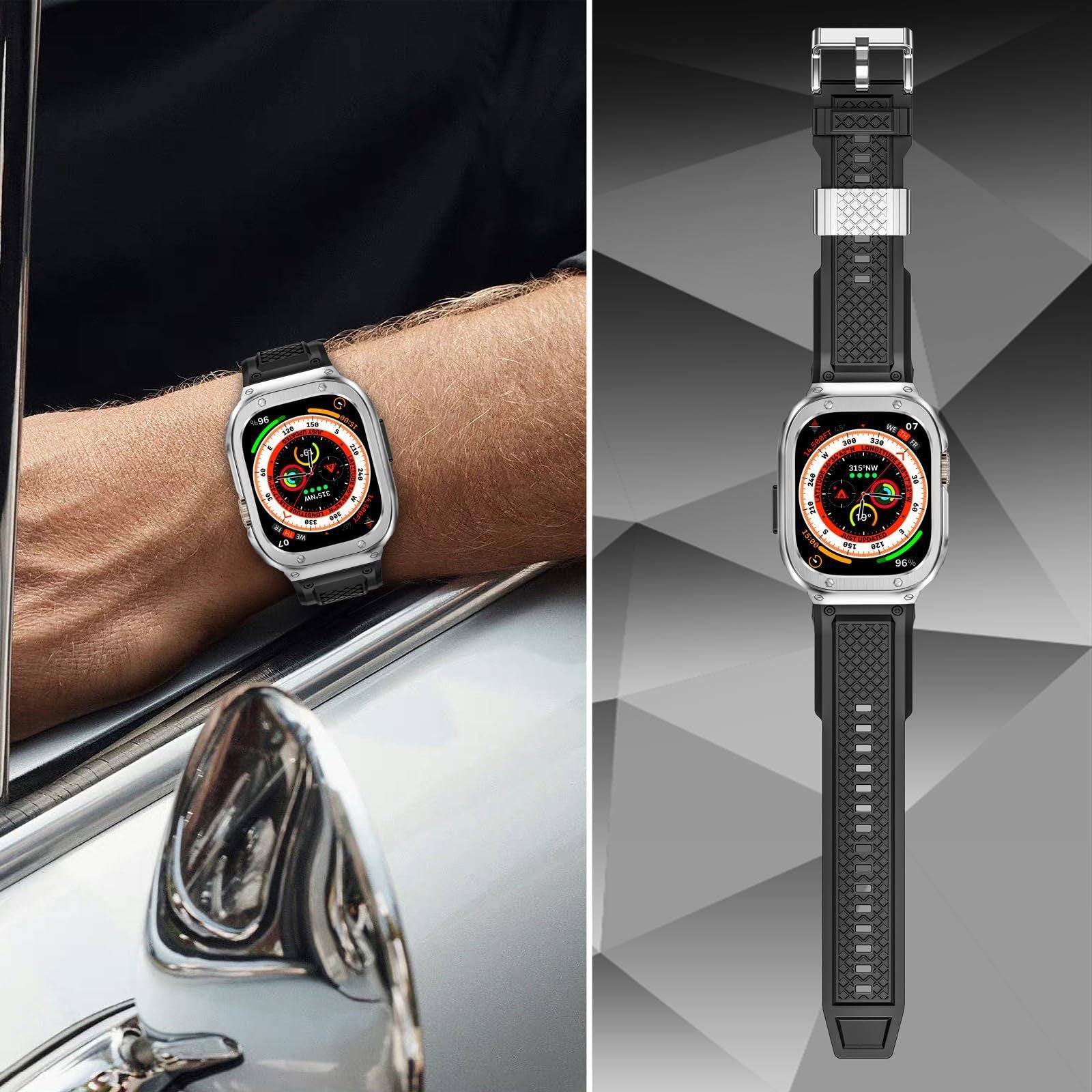 Stainless Steel 46mm Protective Shell Tpu Strap