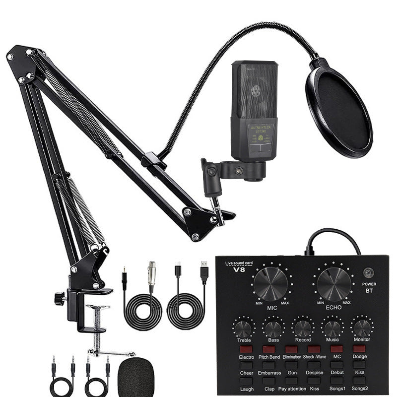 Recording Capacitor Microphone Sound Card Set