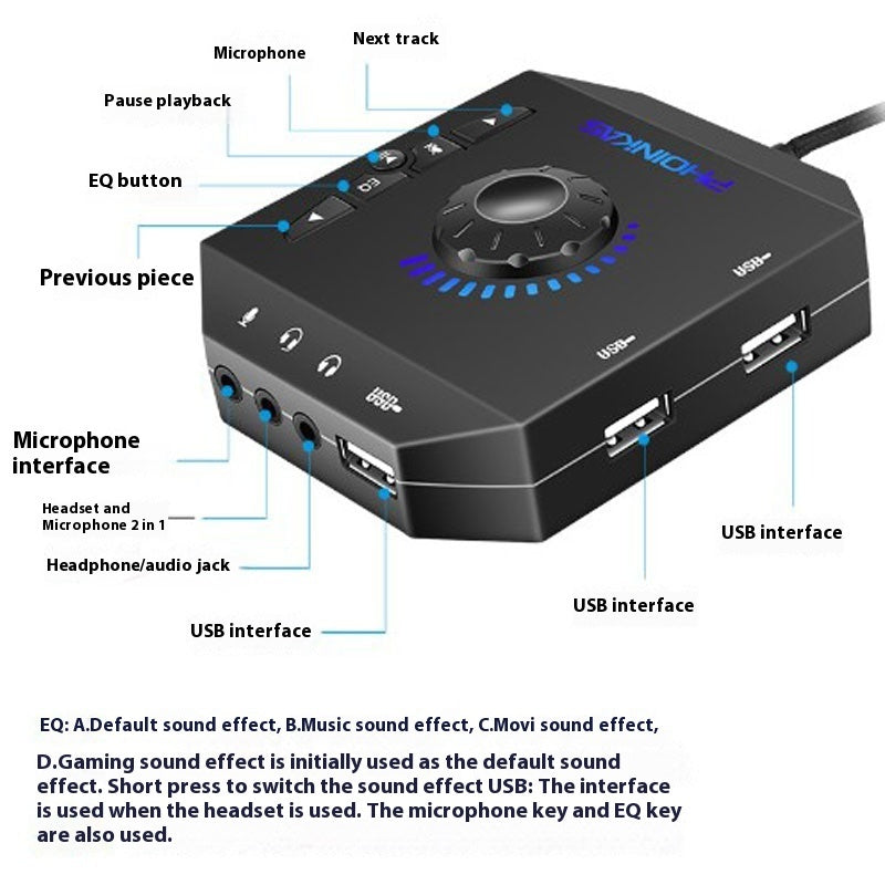 Usb External Sound Card Desktop Computer Laptop PS4 External