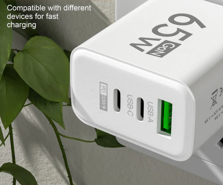 65W Frosted Square 1USB 2PD Multi-port Charger Mobile Phone Charger 5v2a 12W Standard Charging Plug