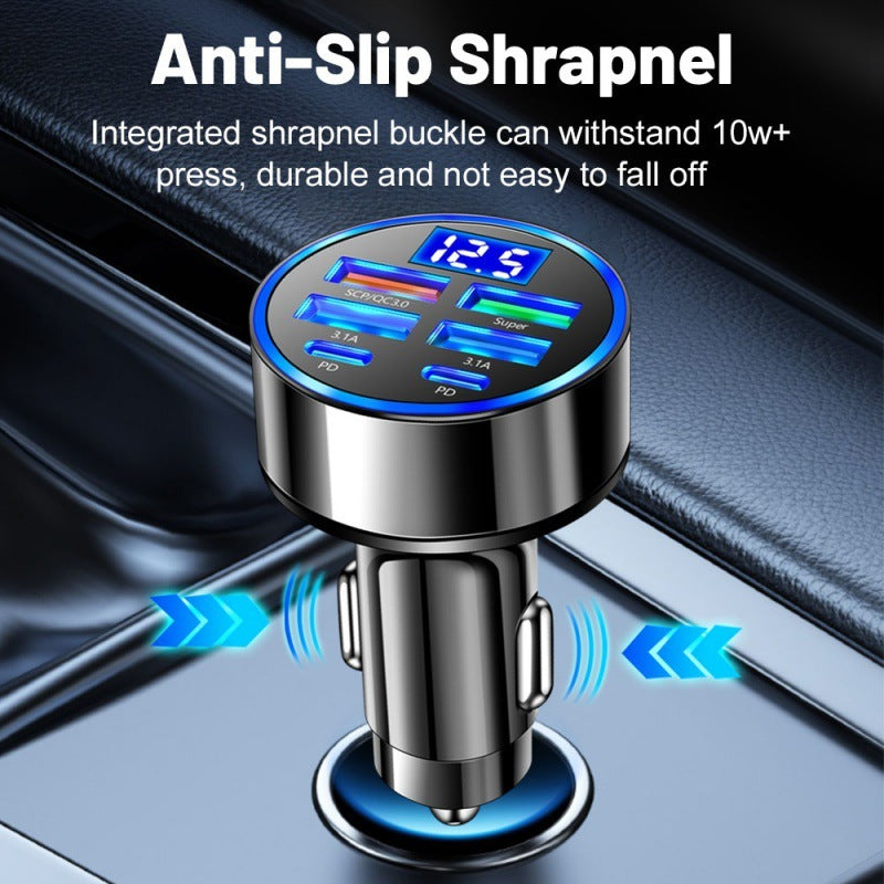 Six-in-one Multi-port Digital Display Support Ultra-fast Car Charger