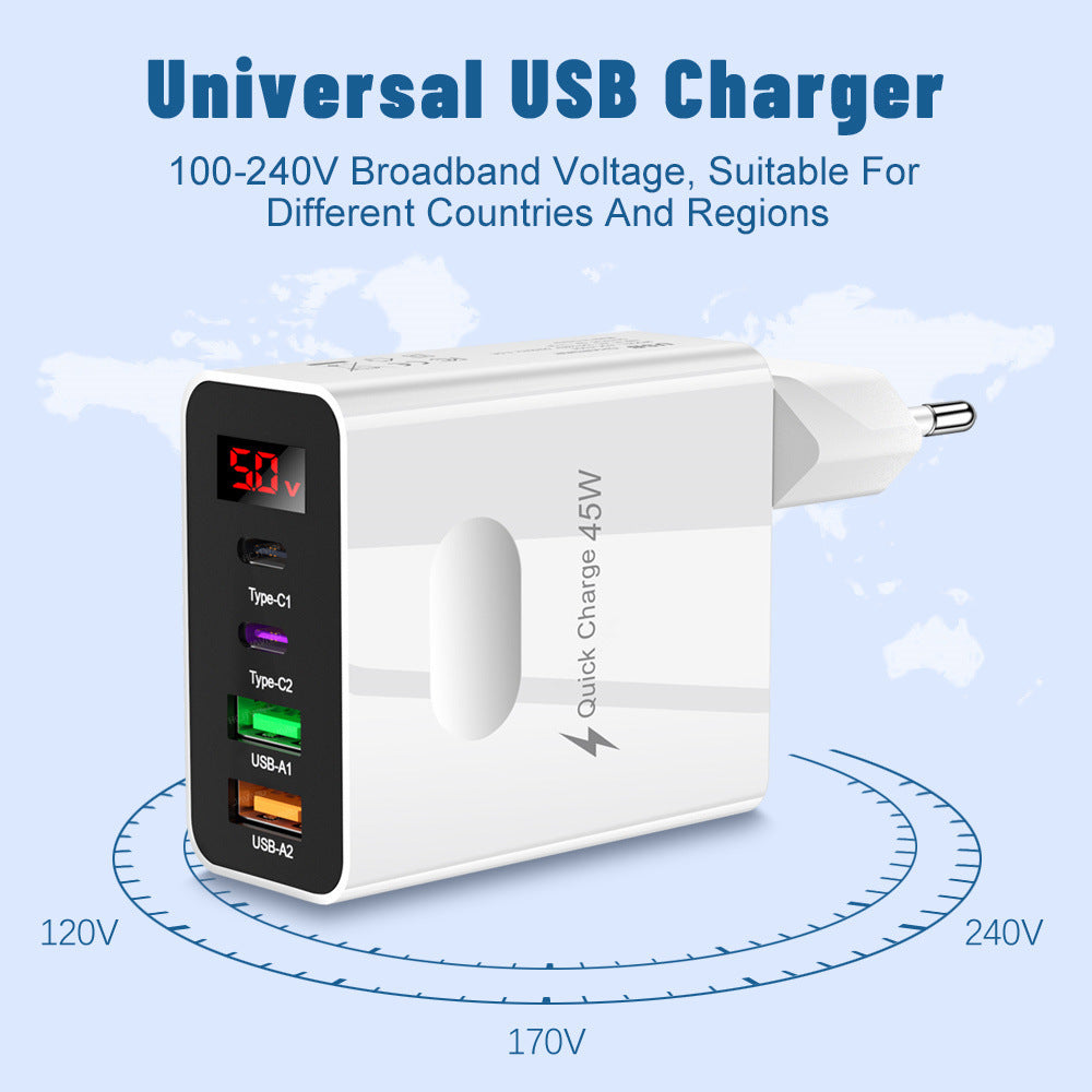 Digital Display 2USB 2Type-c Digital Display Phone Charger