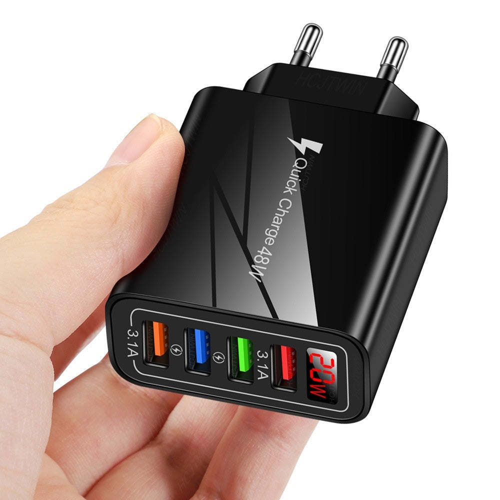 20W 4USB Digital Display Mobile Phone Charger With Display