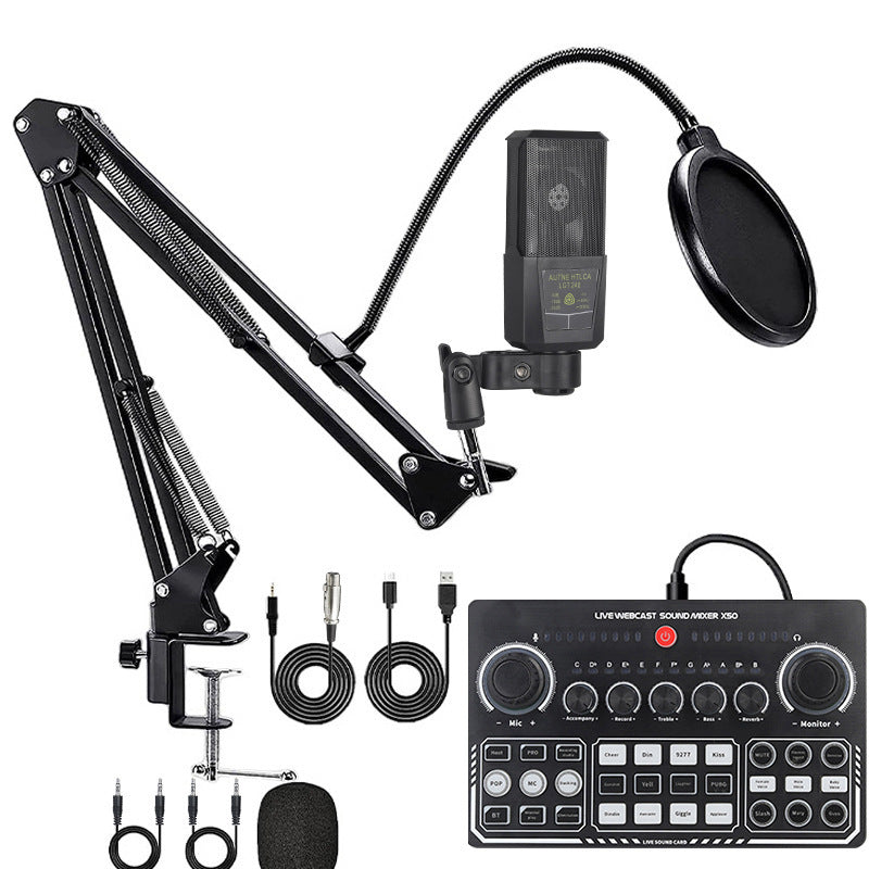 Recording Capacitor Microphone Sound Card Set