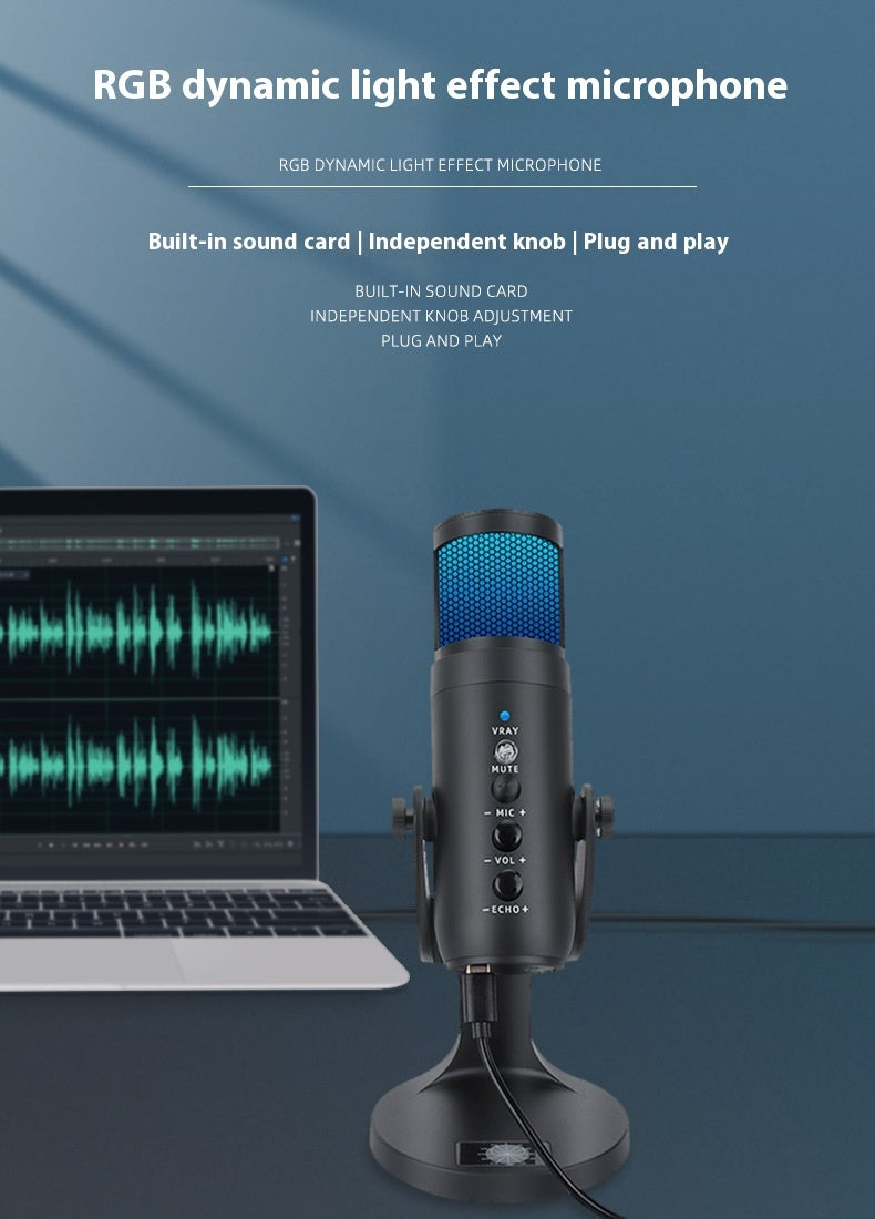 RGB Colorful Breathing Ambience Light USB Condenser Microphone