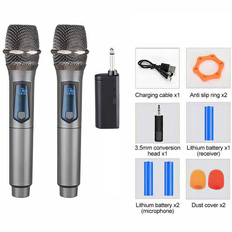 2X Wireless Microphone UHF Professional Handheld Mic System Receiver For Karaoke