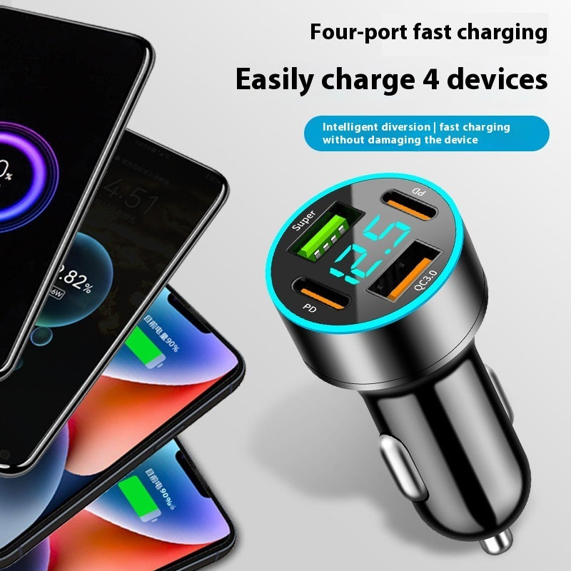 Qc30 Car Charger 66W Super Fast Charge Digital Display Car Charger