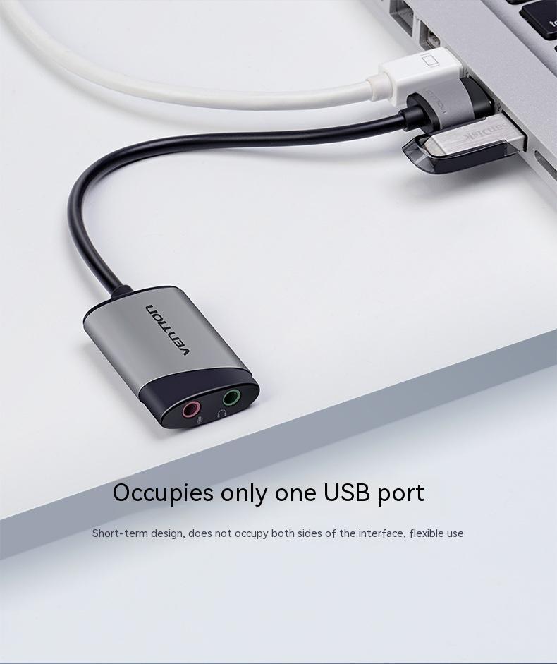 USB External Sound Card Metal Gray 0.15 Meters