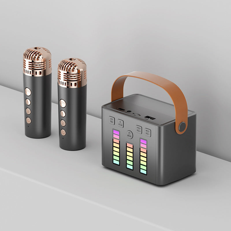 Wireless Bluetooth Speaker Family KTV Colorful Light Microphone