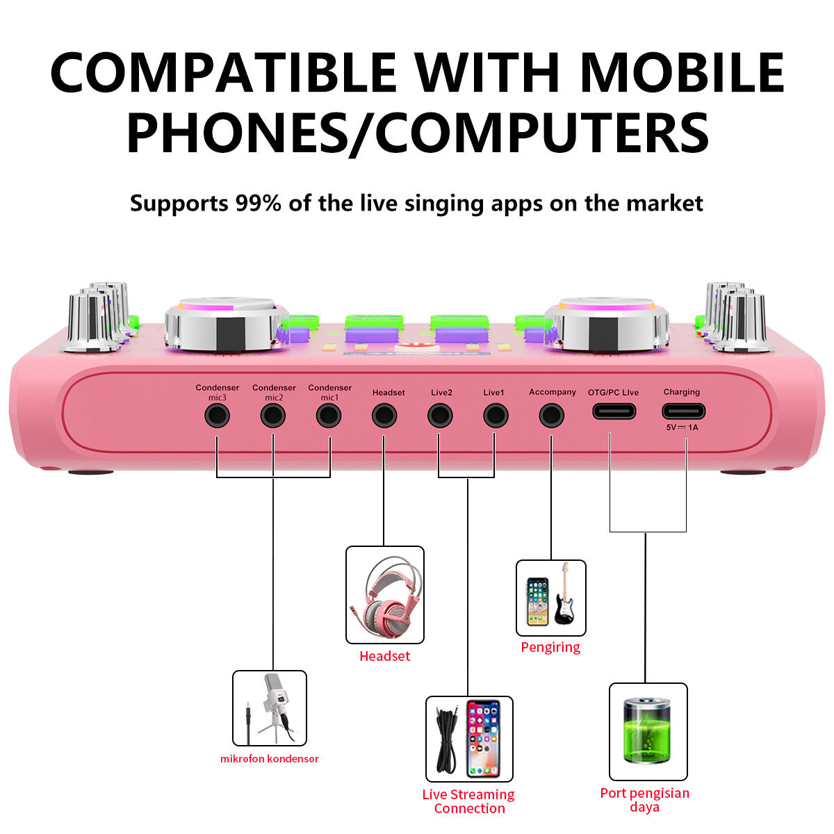 Version X66 M998 Sound Card For Live Show KTV Microphone Full Set