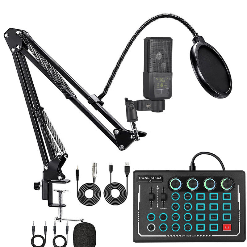 Recording Capacitor Microphone Sound Card Set